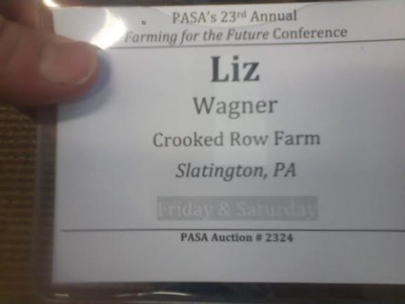 Look! I got a name tag with the name of the farm - like a legitimate person!